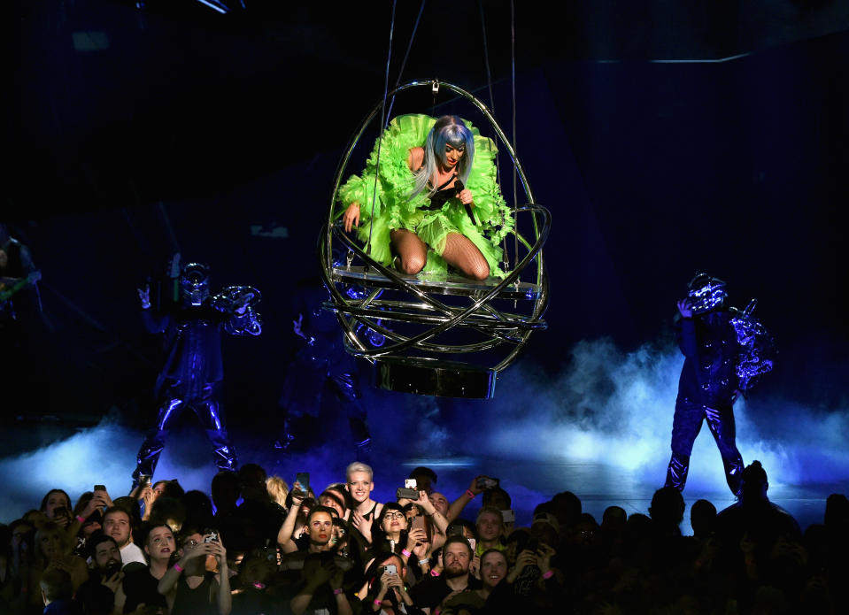 Lady Gaga performs during her “Enigma” residency at Park Theater at Park MGM Friday in Las Vegas. (Photo: Kevin Mazur/Getty Images for Park MGM Las Vegas)
