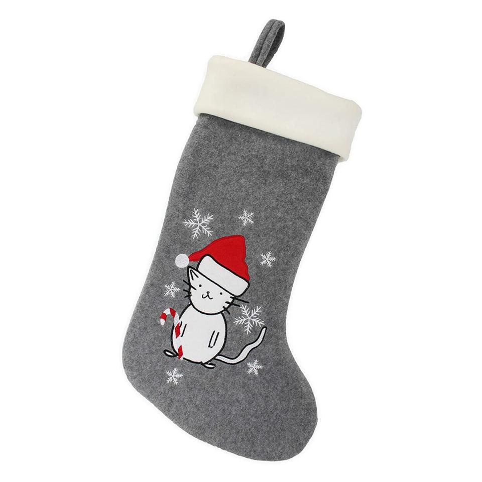 Product photo of a BambooMN Classic Hand Embroidered Sequined Cute Animal Christmas Stocking