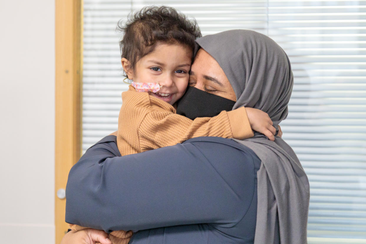 Salma Abdul with Yumna during treatment at Great Ormond Street Hospital (Gosh Charity/PA)