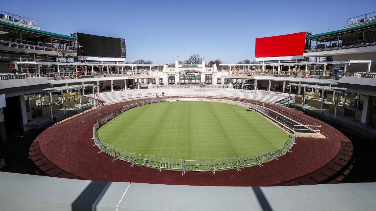 The saddling overlook at the new paddock at Churchill Downs on Tuesday, March 19, 2024