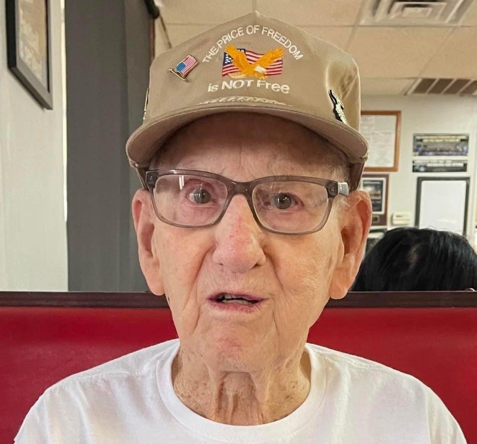 World War II veteran Justin Jones of Lubbock at age 101.