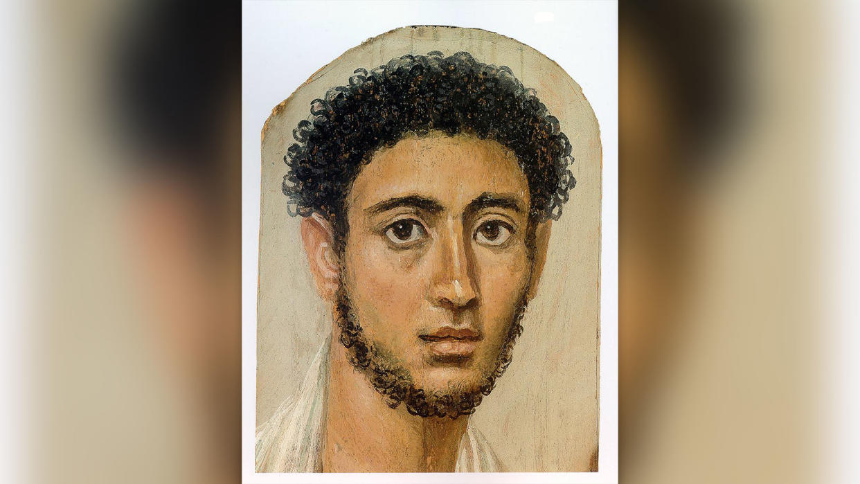  Egyptian mummy portrait of a young man, c. 3rd century CE. 