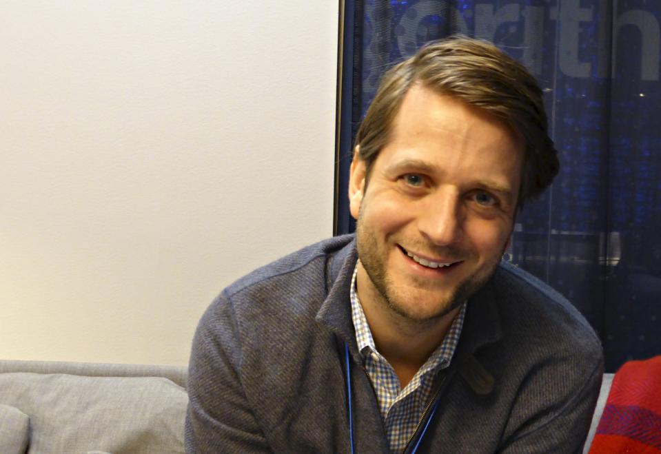 Klarna CEO Sebastian Siemiakowski smiles in company’s office in Stockholm, Sweden. (REUTERS/Mia Shanley)