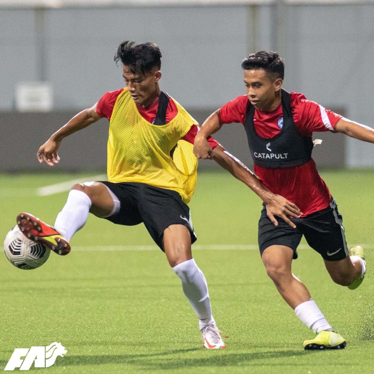 The Singapore U-22 footballers in training. (PHOTO: Football Association of Singapore)