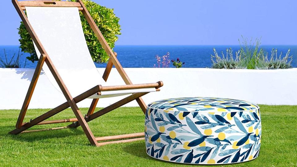 Kick back and relax with this inflatable ottoman.