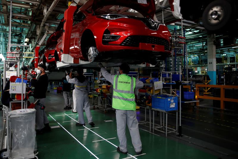 FILE PHOTO: Renault ramps up production at its factory of Flins, near Paris