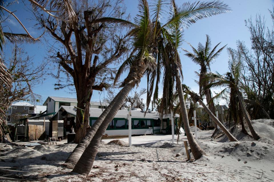 Employees have been cleaning up at The Mucky Duck on Captiva Island since Hurricane Ian.