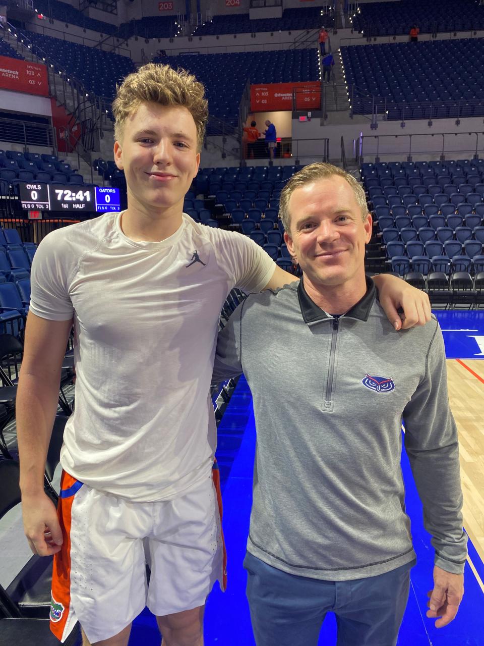 Dusty May and his son Jack May. (Photo provided by Florida Atlantic)