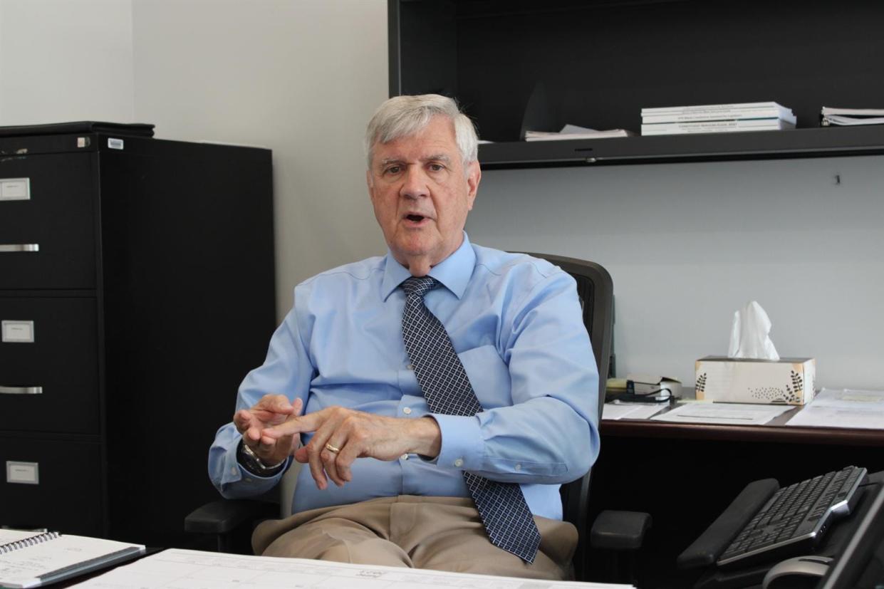 Legislative Inspector General Michael McCuskey sits for an interview in his office at the Illinois Capitol Complex in Springfield earlier this month. McCuskey was nominated to a full five-year term in May with only one vote against his nomination.