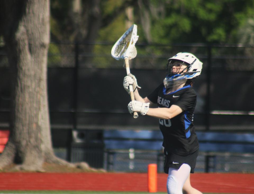 Bartram Trail goalie Maddie Stevens (26) launches the ball upfield against Ponte Vedra during the Rivalry on the River.