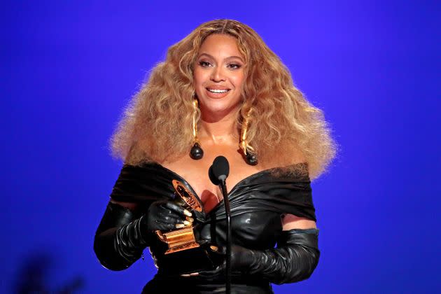 Beyoncé accepting a Grammy in 2021 (Photo: Robert Gauthier via Getty Images)