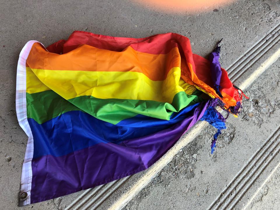 Sussex County law enforcement personnel are investigating the burning of an LGBTQ+ flag at the Sparta United Methodist Church on April 20, the second time this year that a flag at the church was burned.
