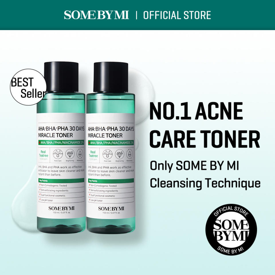 SOMEBYMI [Bundle of 2] AHA-BHA-PHA 30days Miracle Toner, 150ml. (Photo: Shopee SG)