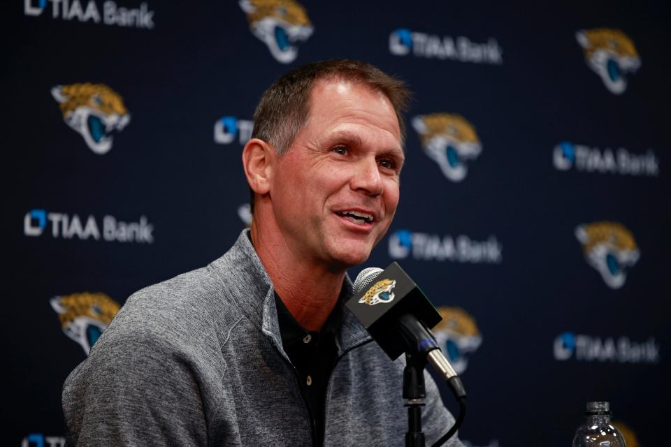 Jacksonville Jaguars General Manager Trent Baalke answers questions from the media during a press conference Friday, April 29, 2022 at TIAA Bank Field in Jacksonville. Walker, a defensive lineman from the University of Georgia, was the overall No. 1 pick for the Jacksonville Jaguars in the 2022 NFL Draft.