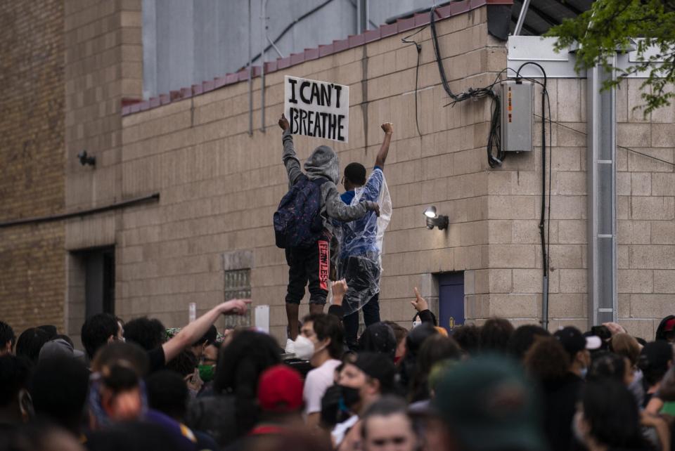 Protesters demonstrate against the death of George Floyd outside the 3rd Precinct Police Precinct in Minneapolis, Minnesota: Getty Images