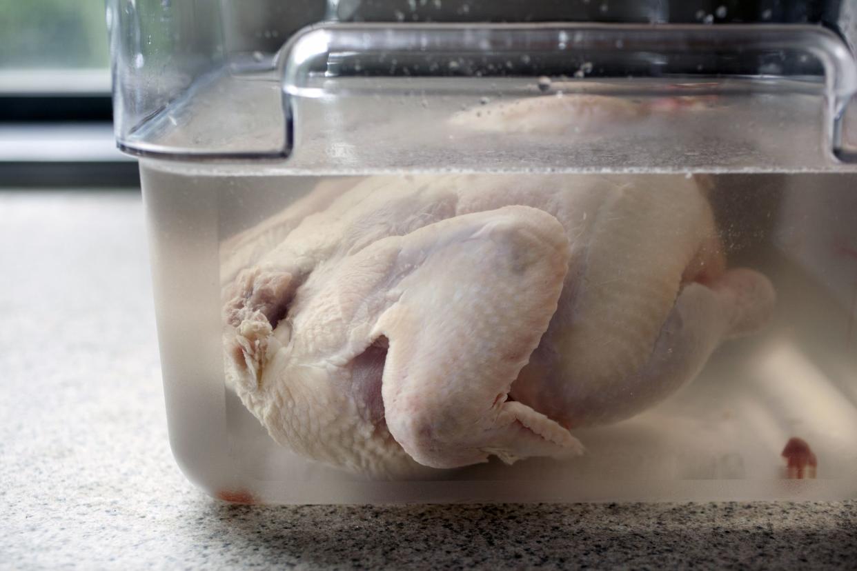 chicken sitting in brine