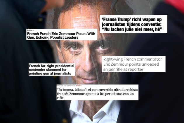 Vu de l'étranger, l'image de Zemmour avec son arme entretient son image de 