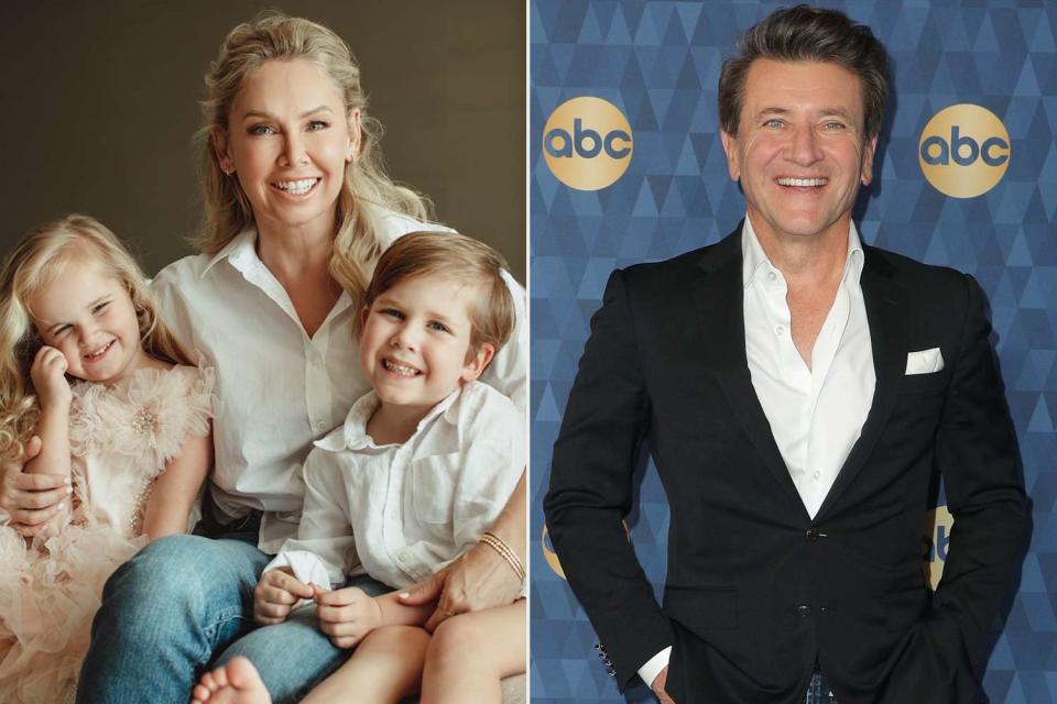 <p>Rebecca Hitch Photography; John Salangsang/ABC via Getty</p> Kym Johnson with her two kids, Hudson and Haven (L) and Robert Herjavec (R)