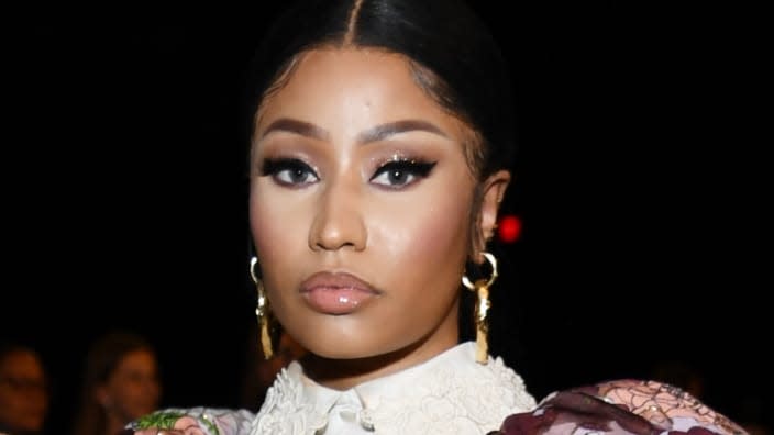 An official from the White House denied it extended an offer to rap star Nicki Minaj (above) to come in person to speak with someone about the efficacy of coronavirus vaccines. (Photo by Dimitrios Kambouris/Getty Images for Marc Jacobs)