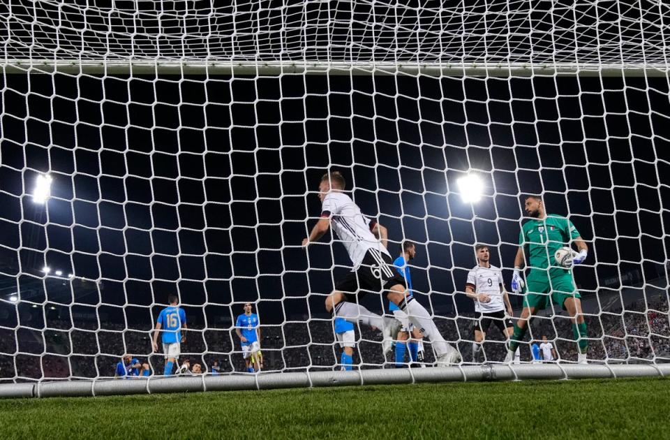 Joshua Kimmich’s goal earned Germany a draw in their Nations League opener against Italy (Antonio Calanni/AP/PA) (AP)