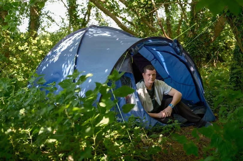 Adam Marshall was living in a tent next to Luke House after losing his room