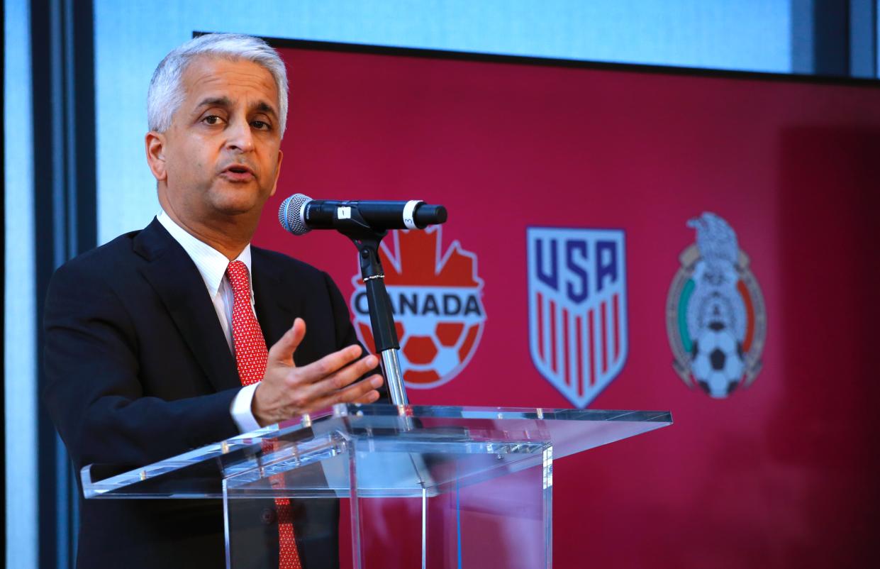 Sunil Gulati, former President of United States Soccer Federation. The United States, Mexico and Canada announced a joint bid on April 10, 2017 to stage the 2026 World Cup, aiming to become the first three-way co-hosts in the history of FIFA’s showpiece tournament. (Photo: Getty Images)