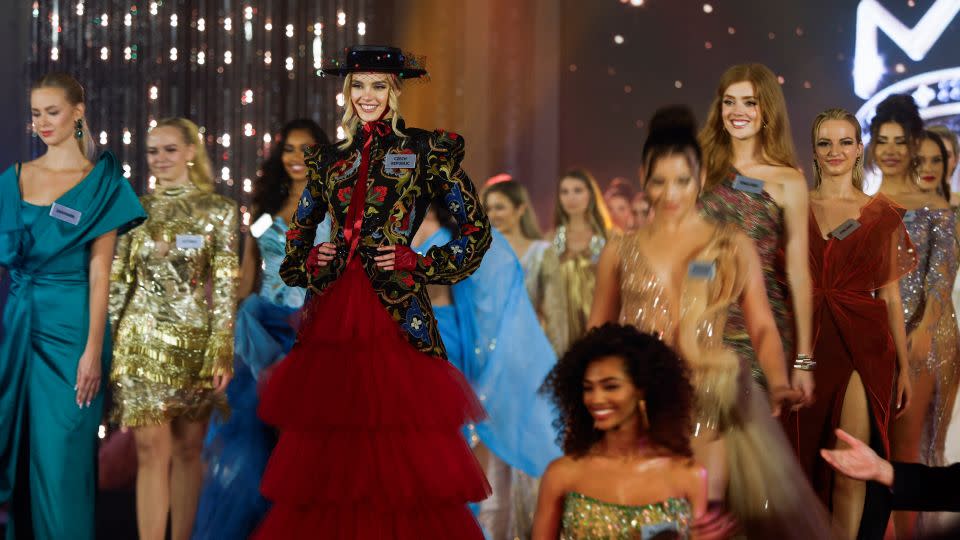 Krystyna Pyszková, the newly-crowned Miss World, models during the "Best Designer Award" contest at the 71st Miss World pageant preliminaries on March 2. - Francis Mascarenhas/Reuters