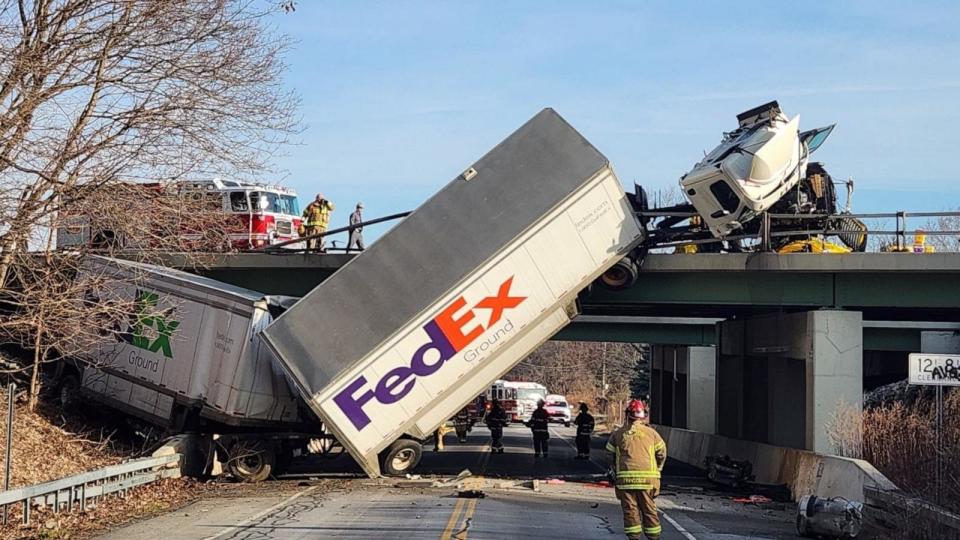 PHOTO: Aftermath of the accident on I-90 E between Henrietta and Victor, NY on March 14, 2024. (Henrietta Fire District)