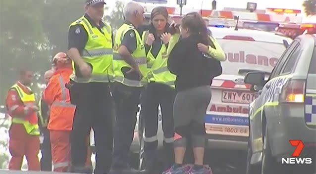 An off-duty police officer was killed in a road accident on Friday, his daughters were at the scene. Photo: 7 News