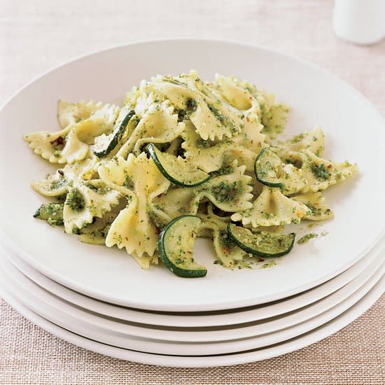 Farfalle with Zucchini and Parsley-Almond Pesto