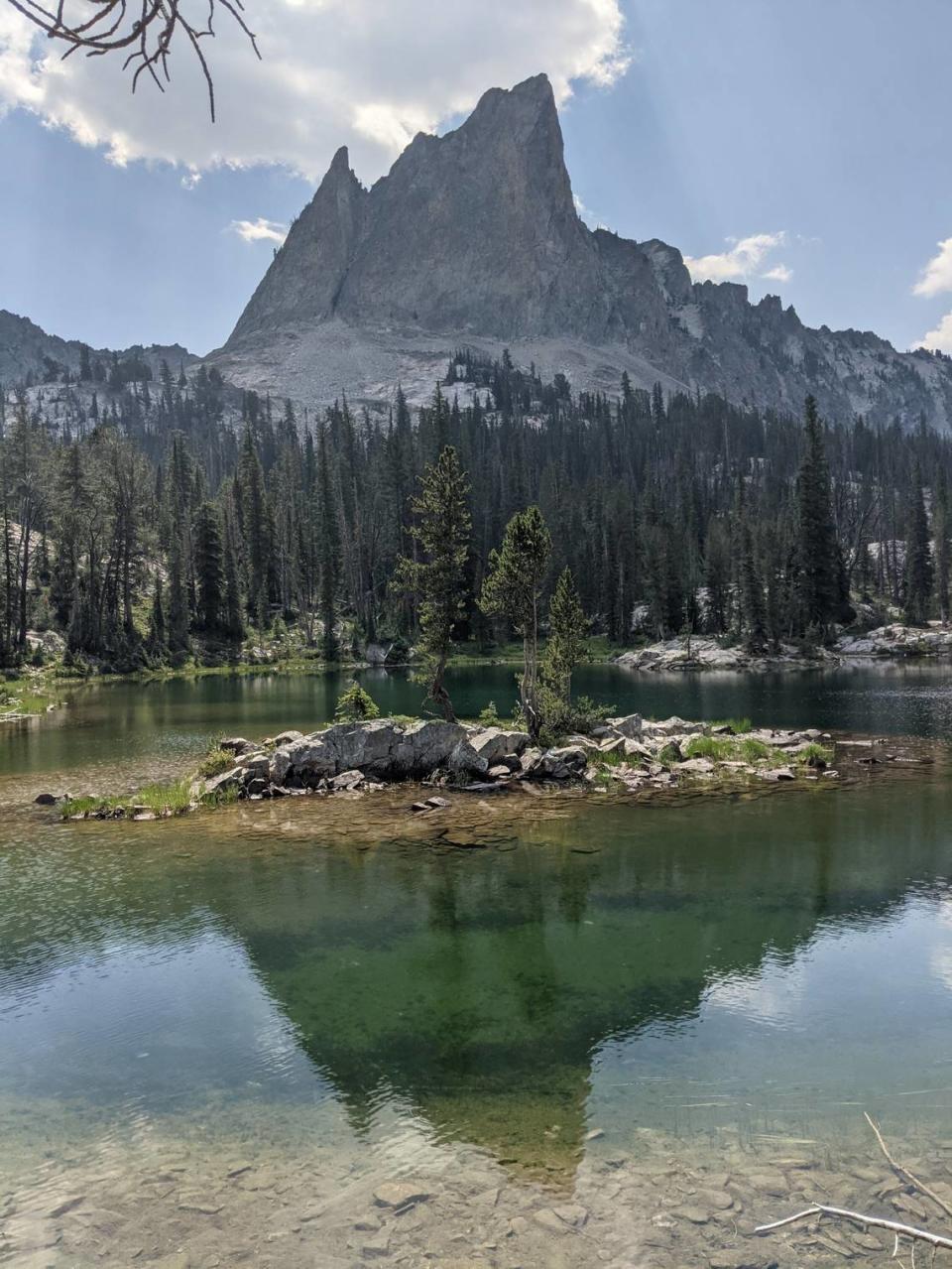Idaho’s version of El Capitan can be seen from Alice Lake, about a 6-mile hike from Tin Cup Trailhead south of Stanley. Hayat Norimine