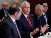 U.S. Vice President Mike Pence leads coronavirus task force meeting at the HHS Department in Washington