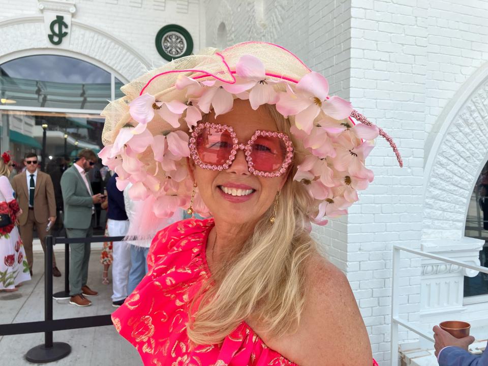 Roberta Tengerdy of Sarasota, Florida, poses for a photo at Churchill Downs for the 150th Kentucky Derby. May 4, 2024