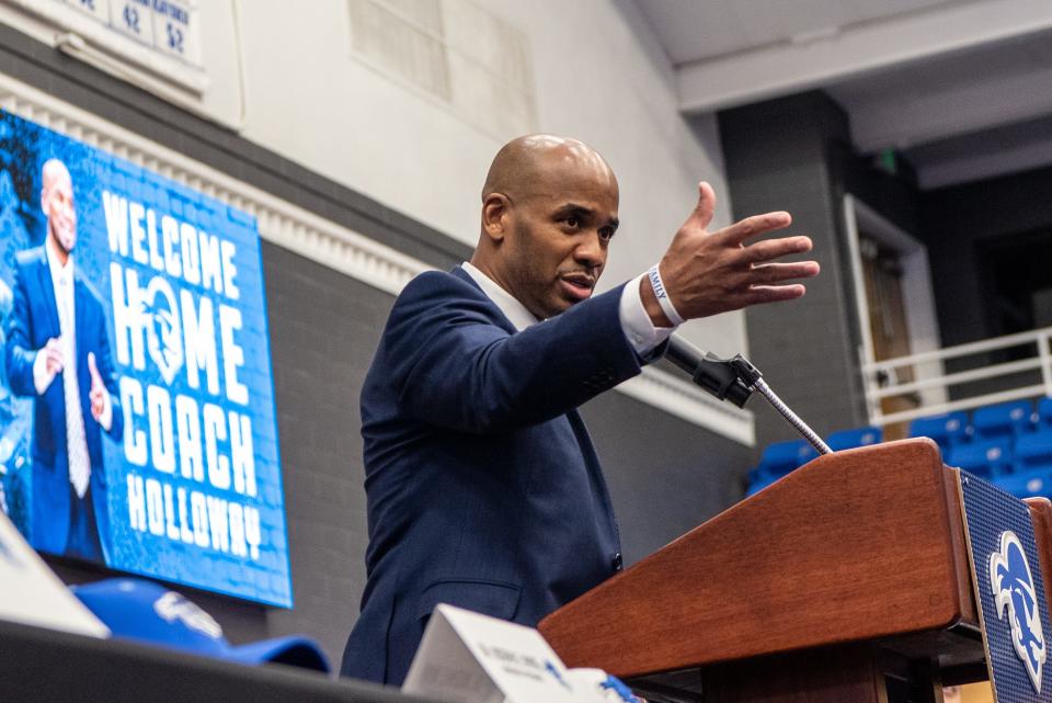 Seton Hall welcomes Shaheen Holloway as the new men's basketball head coach during a press conference at Seton Hall in South Orange on March 31, 2022. Coach Shaheen Holloway speaks.