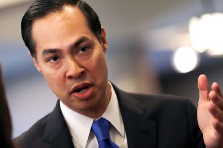 Former HUD Secretary and Democratic presidential candidate Julian Castro speaks to members of the media in Miami