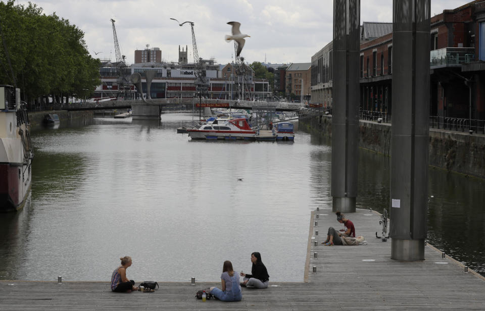 The docks where the toppled statue of Edward Colston was thrown into on Sunday at a Black Lives Matter demonstration, in Bristol, England, Monday, June 8, 2020. The toppling of the statue was greeted with joyous scenes, recognition of the fact that he was a notorious slave trader — a badge of shame in what is one of Britain’s most liberal cities. (AP Photo/Kirsty Wigglesworth)