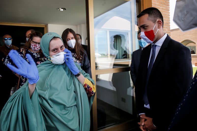 Freed Italian aid worker Silvia Romano arrives at Ciampino military airport in Rome