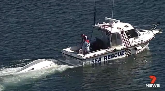 He was eventually found by fishermen before police towed their boat back to land. Source: 7 News