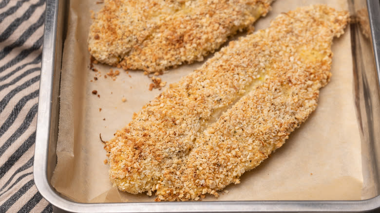 baked almond-crusted tilapia 