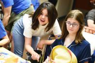 Selena Gomez greets children on Friday during the Big Slick Celebrity Weekend Hospital Visit to Children's Mercy Hospital in Kansas City.