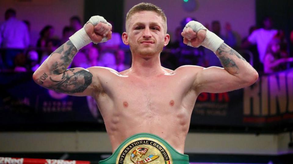 Boxer Ryan Garner celebrates victory