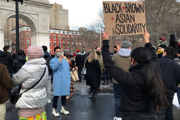 Prabal Gurung at the End The Violence Towards Asians rally in New York City.