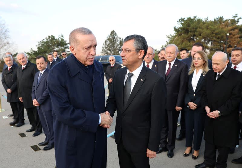 Turkey's President Tayyip Erdogan attends a ceremony at the mausoleum of Mustafa Kemal Ataturk in Ankara