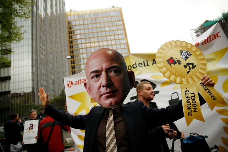 Organisers of Tuesday's rally said Amazon workers came from as far afield as Poland and Italy to voice their displeasure