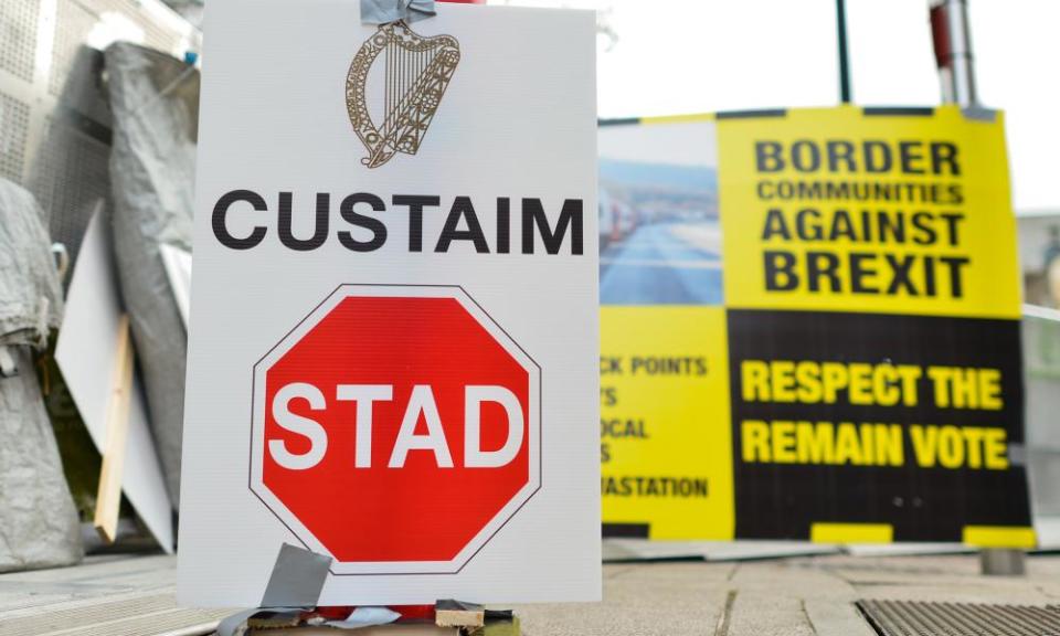 A protest against a hard border in Ireland.