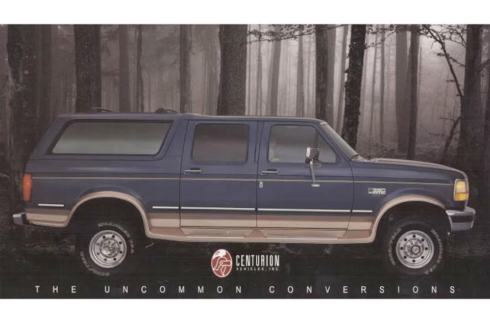 <p>If you have no more than a passing interest in the North America motor industry, you might easily believe that it was possible to buy a large, four-door Ford SUV in the early 1990s. And you’d be quite correct, except for one thing – Ford didn’t actually make it.</p><p>All Broncos built in the 20th century had two doors, and there was no sign of a four-door equivalent. <strong>Centurion</strong> <strong>Vehicles</strong> of White Pigeon, Michigan, decided there was a gap in the market, and created something to fill it. The resulting Centurion Classic was based on an <strong>F-Series</strong> crew cab chassis, but its roof and back end were taken from the Bronco. The vehicle was produced for nine years until the introduction of the first-generation <strong>Ford Expedition</strong> made it unnecessary.</p>