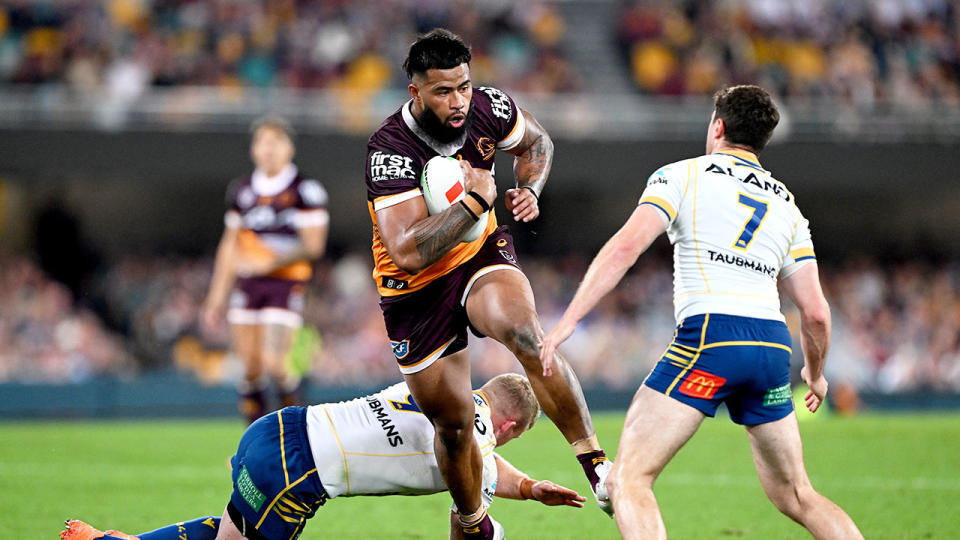 Seen here, Payne Haas in action for the Broncos against the Eels in round 24 of the NRL.