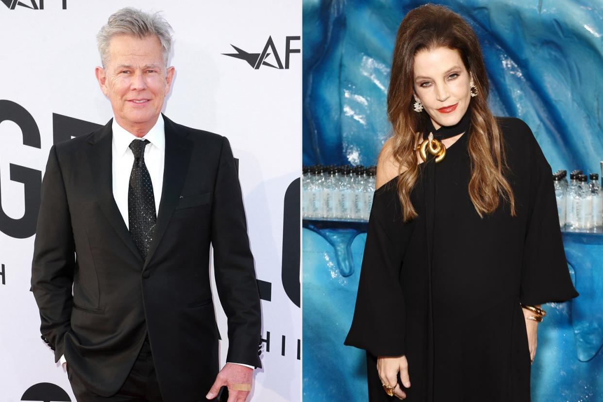 HOLLYWOOD, CA - JUNE 07: David Foster attends the American Film Institute's 46th Life Achievement Award Gala Tribute to George Clooney at Dolby Theatre on June 7, 2018 in Hollywood, California. (Photo by Rich Fury/Getty Images); BEVERLY HILLS, CALIFORNIA - JANUARY 10: Lisa Marie Presley with Icelandic Glacial at the 80th Annual Golden Globe Awards at The Beverly Hilton on January 10, 2023 in Beverly Hills, California. (Photo by Joe Scarnici/Getty Images for Icelandic Glacial)