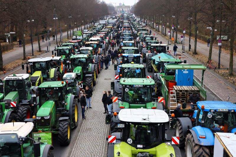 German farmers protest with tractors against the planned cut of vehicle tax subsidies in Berlin