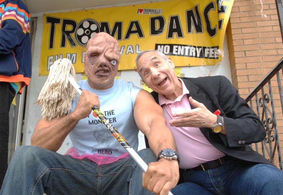 Troma Entertainment president and co-founder, Lloyd Kaufman, right, pictured with the Toxic Avenger at the 2012 TromaDance Film Festival at the Asbury Lanes in Asbury Park.